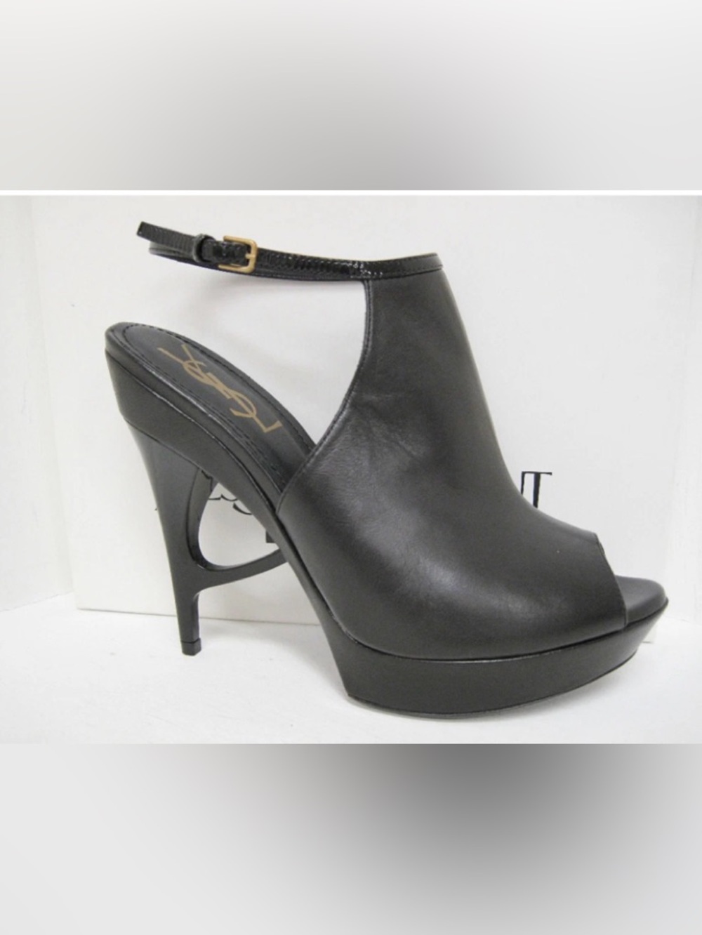 Yves Saint Laurent YSL FLORALE Leather Ankle Strap Platform‎ Pumps Sz 6.5 GUC